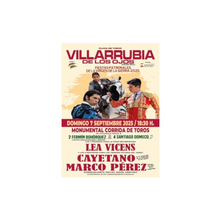 Corrida de Toros Mixta - 7 de Septiembre - Domingo - Entrada Toros Villarrubia de los Ojos 2025 - Feria Taurina 2025