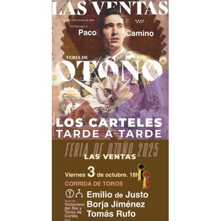 Corrida de Toros - 3 de Octubre - Viernes - Entrada Toros Madrid 2025 - Las Ventas 2025 - Feria de Otoño 2025