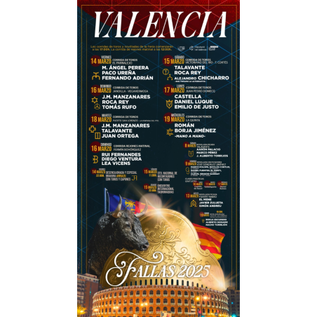 Abono Fallas - 10 festejos - 8 al 19 de Marzo - Entrada Toros Valencia - Feria de Fallas 2025