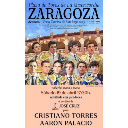 Novillada con Picadores - 19 de Abril - Sábado - Entrada Toros Zaragoza - Feria Taurina de San Jorge 2025