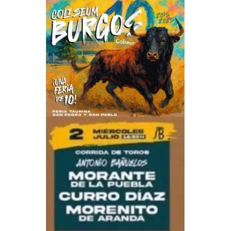 Corrida de Toros 3 de Julio - Miércoles - Toros Burgos - Feria de San Pedro y San Pablo 2024